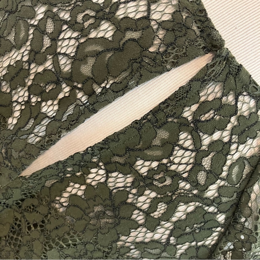 Olive Green Lace Cap Sleeve Top - Picture 7 of 11